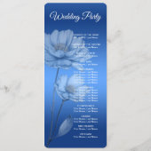Blauwe Waterverf Bloemen Trouwprogramma Programmakaart (Achterkant)