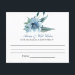 blauwe waterverf bloemen trouwreceptie advies<br><div class="desc">Dit is een trendy Waterverf bloemen die een blauwe bruiloft-advieskaart voor je trouwreceptie hebben. Laat uw vertrouwde vrienden, gasten en familie op uw grote dag hun welgemeende wensen met deze stijlvolle advieskaart overbrengen. De doopvont is een doopvont van de manuscriptstijl, die met serif stijldoopvont in paren wordt gerangschikt, die dit...</div>