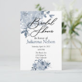Blauwe waterverf bloemen uitnodiging (Staand voorkant)
