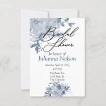 Blauwe waterverf bloemen uitnodiging