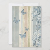 Blauwe Waterverf Bloemen Vlinders 50ste Verjaardag Kaart (Achterkant)