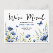 Blauwe Waterverf Bloemen & Vlinders | Verandering Briefkaart (Voorkant)