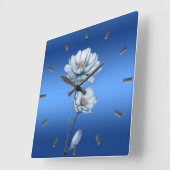 Blauwe Waterverf Bloemen Wandklok (Hoek)