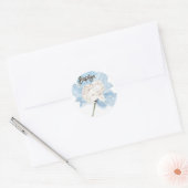 Blauwe Waterverf Bloemen Wit Kind Engel Doop Ronde Sticker (Envelop)