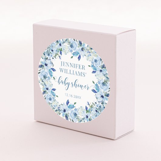 Blauwe waterverf bloemenbaby boy stickers douche