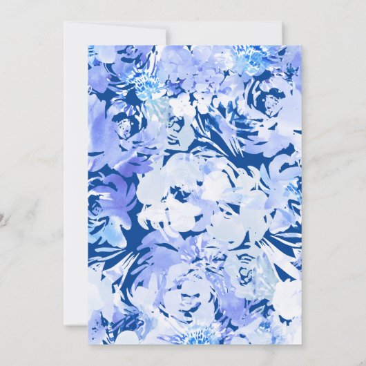 Blauwe Waterverf bloemenboog bruiloft Kaart (Achterkant)