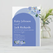 Blauwe Waterverf Bloemenboog Bruiloft Kaart (Staand voorkant)