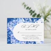 Blauwe Waterverf Bloemenboog RSVP (Staand voorkant)