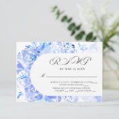 Blauwe Waterverf Bloemenboog RSVP (Staand voorkant)