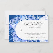 Blauwe Waterverf Bloemenboog RSVP Kaartje (Voorkant)
