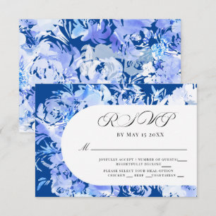 Blauwe Waterverf Bloemenboog RSVP Kaartje