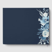 Blauwe waterverf bloemenbruiloft gastenboek (Achterkant)