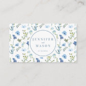 Blauwe waterverf bloemenbruiloft RSVP QR-codekaart Informatiekaartje (Achterkant)