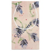 Blauwe Waterverf bloemengeschenkzak Klein Cadeauzakje (Achterkant)