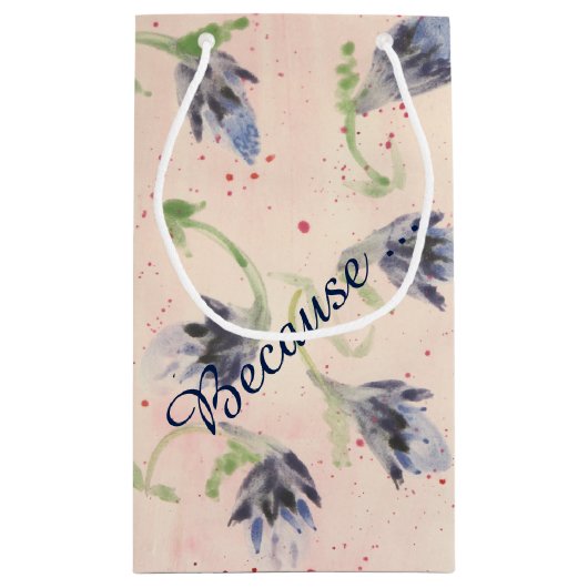 Blauwe Waterverf bloemengeschenkzak Klein Cadeauzakje