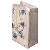 Blauwe Waterverf bloemengeschenkzak Klein Cadeauzakje (Voorkant Gekanteld)