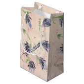 Blauwe Waterverf bloemengeschenkzak Klein Cadeauzakje (Achterkant Gekanteld)