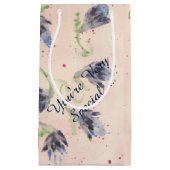 Blauwe Waterverf bloemengeschenkzak Klein Cadeauzakje (Voorkant)