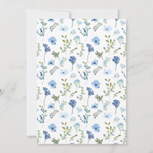 Blauwe waterverf bloemenkrans boho vrijgezellenfee kaart (Achterkant)