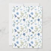 Blauwe waterverf bloemenkrans boho zomerbruiloft kaart (Achterkant)