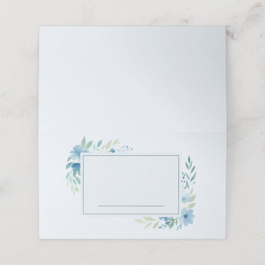 Blauwe Waterverf Bloemennaam Plaats Kaart Plaatskaartje (Buitenkant ongevouwen)