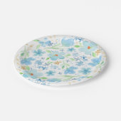 Blauwe waterverf bloemenpapier bord (Gekanteld)