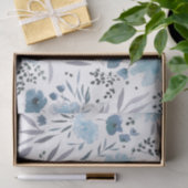 Blauwe waterverf bloemenpatroon tissuepapier (Geschenk)