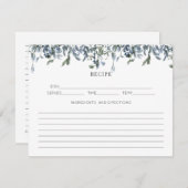 Blauwe Waterverf bloemenrecept Informatiekaartje (Voorkant / Achterkant)