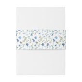 Blauwe waterverf bloemenrustieke bruiloft buik ban uitnodigingen wikkel (Achterkant Voorbeeld)