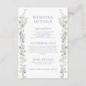 Blauwe waterverf bloemenrustieke bruiloft details informatiekaartje (Voorkant)