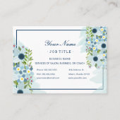 Blauwe Waterverf bloemensalon Visitekaartje (Voorkant)