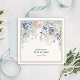 Blauwe Waterverf bloementuin Baby shower servetten