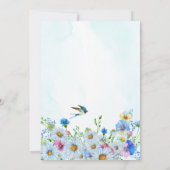 Blauwe waterverf bloementuin bruiloft kaart (Achterkant)