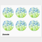 Blauwe Waterverf bloementuin pastel Ronde Sticker (Vel)