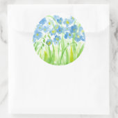 Blauwe Waterverf bloementuin pastel Ronde Sticker (Tas)
