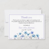 Blauwe waterverf bloemenweide bloemen begrafenis bedankkaart (Voorkant)