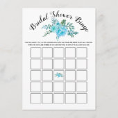 Blauwe waterverf bloemetjes bruids bingo spel kaar informatiekaartje (Voorkant)