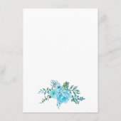 Blauwe waterverf bloemetjes bruids bingo spel kaar informatiekaartje (Achterkant)