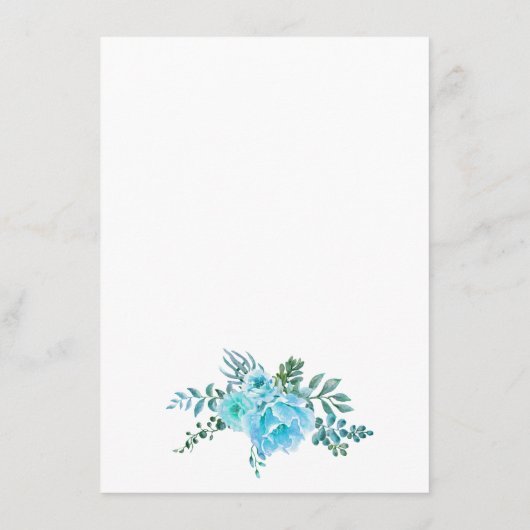 Blauwe waterverf bloemetjes bruids bingo spel kaar informatiekaartje (Achterkant)