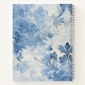  Blauwe Waterverf Bloemig Monogrammed Notitieboek (Achterkant)