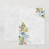 Blauwe waterverf bloemige trouw kaart (Voorkant / Achterkant)