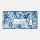 Blauwe Waterverf bloemmotief gepersonaliseerde naa Bureaumat (Keyboard & Muis)