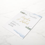 Blauwe Waterverf Bodembestemming bruiloft Folie Uitnodiging (Gedraaid)