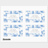 Blauwe Waterverf boeketlabels Rechthoekige Sticker (Vel)