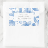 Blauwe Waterverf boeketlabels Rechthoekige Sticker (Tas)