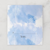 Blauwe waterverf & bomen winter bruiloft escort ka plaatskaartje (Buitenkant ongevouwen)
