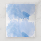 Blauwe waterverf & bomen winter bruiloft escort ka plaatskaartje (Binnenkant ongevouwen)