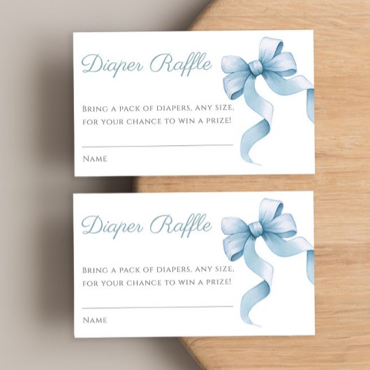Blauwe waterverf boog baby shower luier verloting informatiekaartje