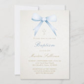 Blauwe waterverf boog op beige achtergrond| doop kaart (Voorkant)