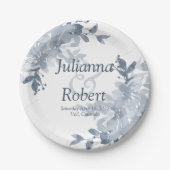 Blauwe waterverf borden voor bloemkool bruiloft papieren bordje (Voorkant)